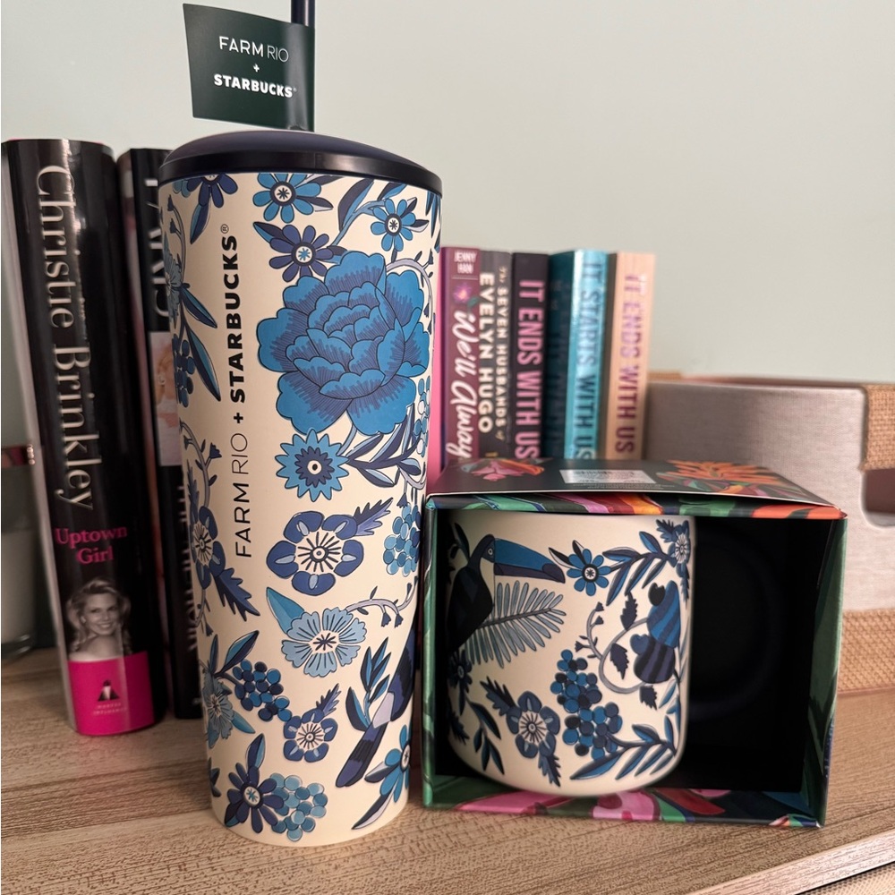 Starbucks x Farm rio Blue Floral Tumbler and Mug with Box